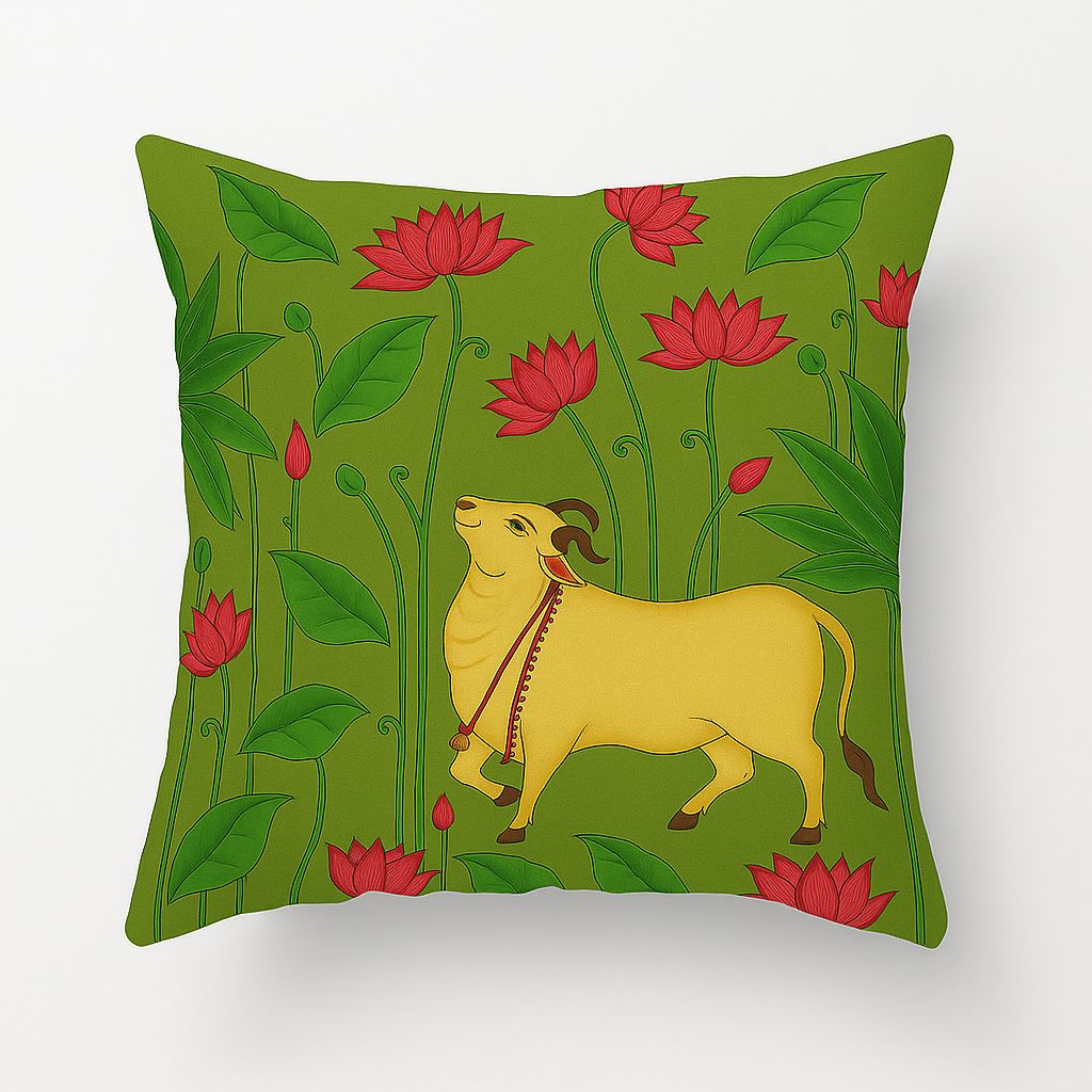 Lotus & Bull Motif Cushion Set